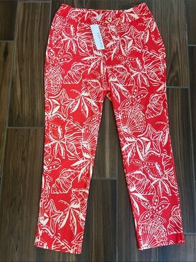 Dear Scarlett Women’s Red and White Floral Seashell Resort Pants